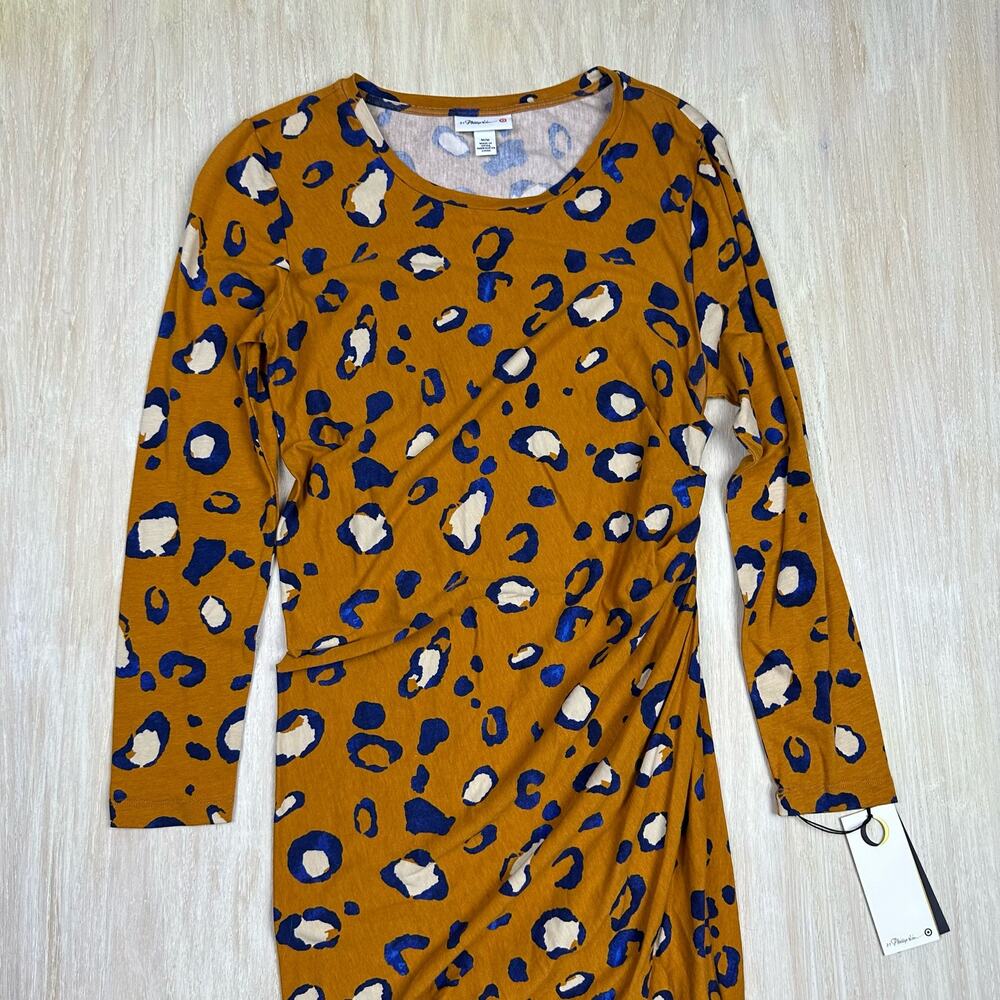 NWT 3.1 Philip Lim for Target Long Sleeve Ruched Side Leopard Print Dress Medium - Picture 2 of 13